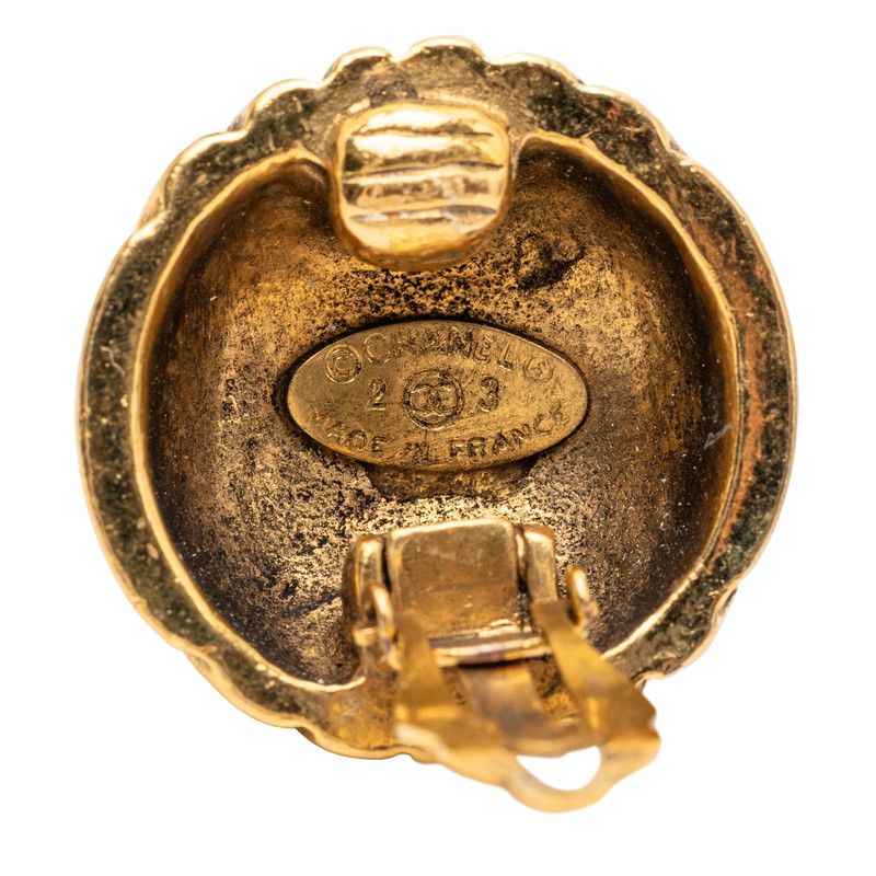 Chanel Vintage CC Logo Earrings Gold Plated — view 3