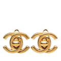Chanel Vintage CC Logo Turnlock Motif Earrings Gold Plated
