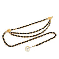 Chanel Vintage CC Logo Triple Strand Chain Belt Gold Black Plated Leather