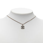 Chanel CC Logo Necklace Silver Metal Rhinestone — view 6