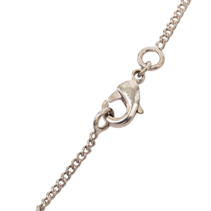 Chanel CC Logo Necklace Silver Metal Rhinestone — view 4