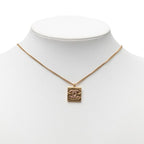Chanel CC Logo Necklace Gold Pink Plated Rhinestone — view 6