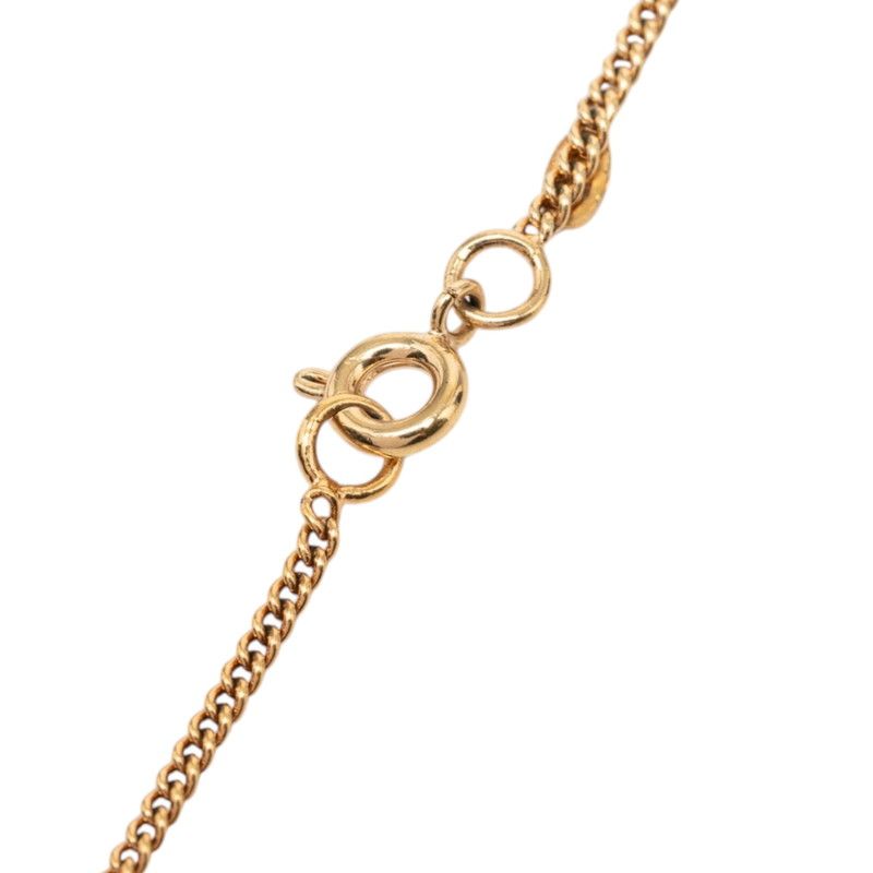 Chanel CC Logo Necklace Gold Pink Plated Rhinestone — view 4