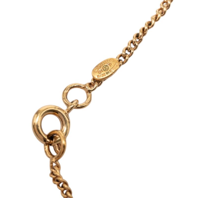 Chanel CC Logo Necklace Gold Pink Plated Rhinestone — view 5