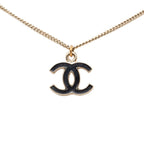 Chanel Vintage CC Logo Necklace Gold Black Plated — view 2