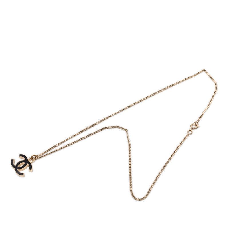 Chanel Vintage CC Logo Necklace Gold Black Plated — view 3