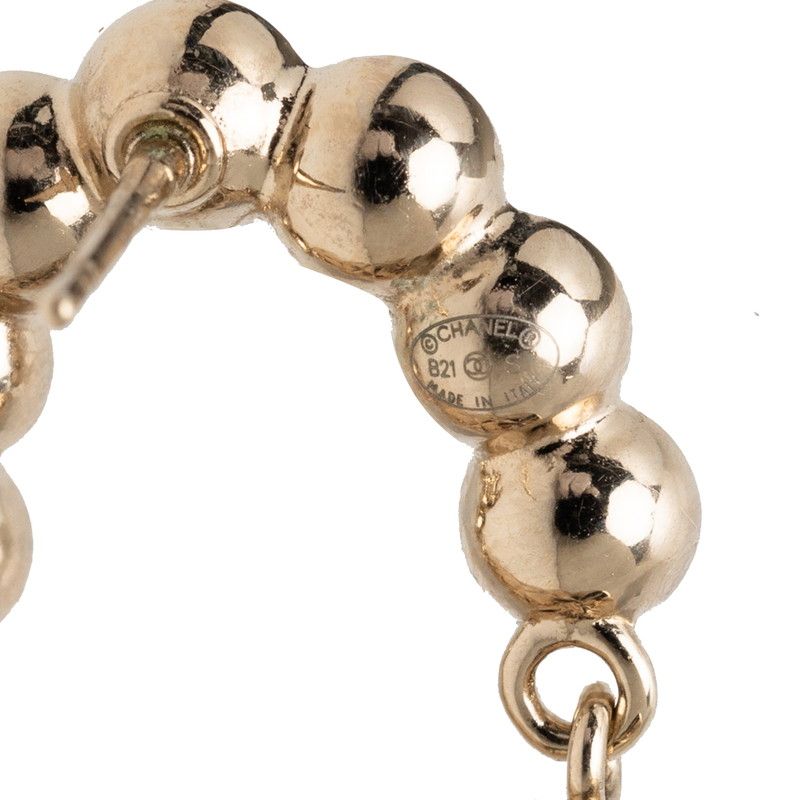 Chanel Vintage Quilted CC Logo Bag Motif Earrings Gold Plated Faux Pearl — view 3