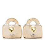 Chanel CC Logo Bag Motif Earrings Gold Pink Plated Rhinestone — view 2