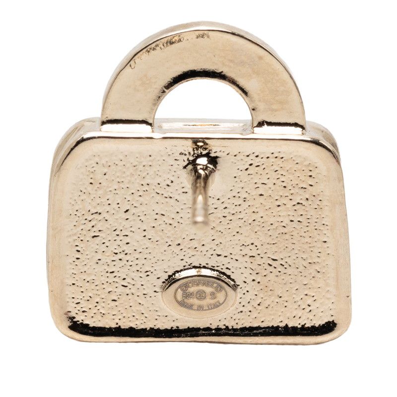 Chanel CC Logo Bag Motif Earrings Gold Pink Plated Rhinestone — view 3