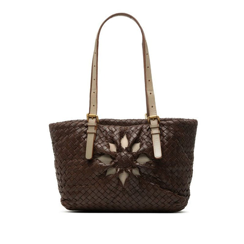 Bottega Veneta Intrecciato Marchese Tote Shoulder Bag Brown Leather