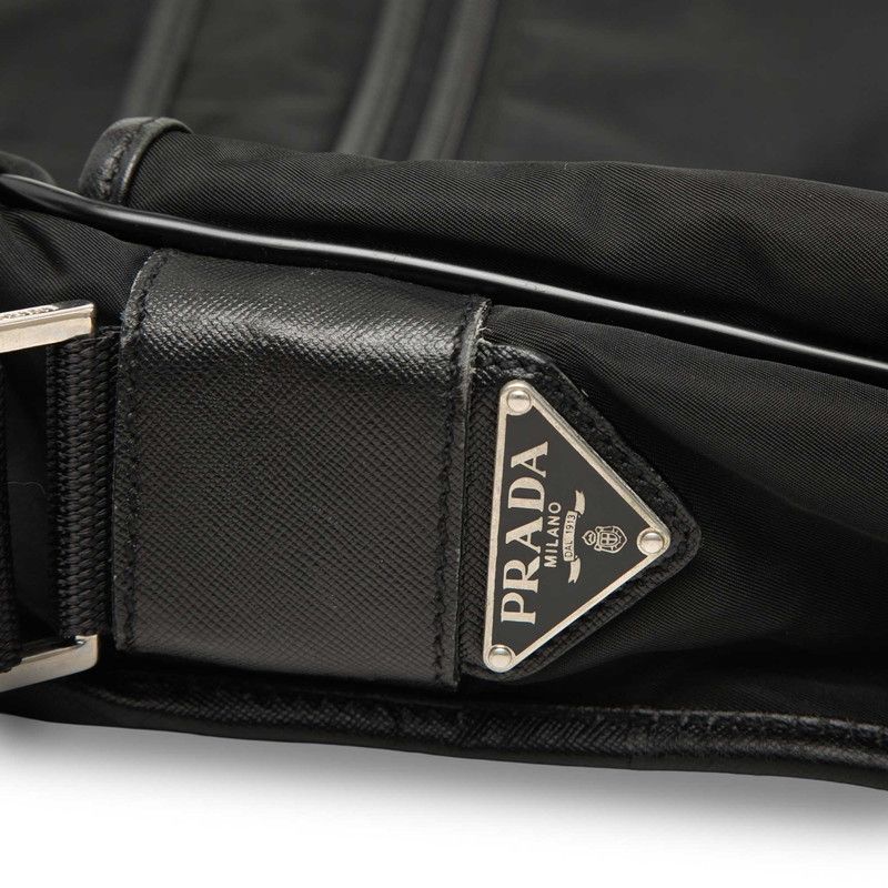 Prada Crossbody Shoulder Bag Black Nylon Leather — view 6