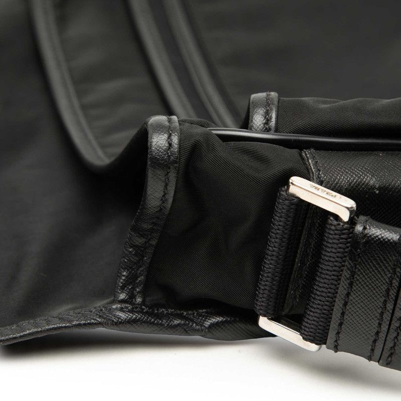 Prada Crossbody Shoulder Bag Black Nylon Leather — view 5