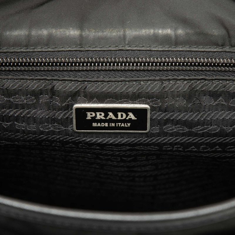 Prada Crossbody Shoulder Bag Black Nylon Leather — view 8