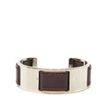 Hermes Bangle Silver Purple Metal Leather 1- Bracelet