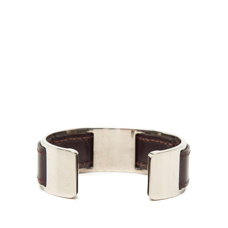 Hermes Bangle Silver Purple Metal Leather 1- Bracelet — view 3