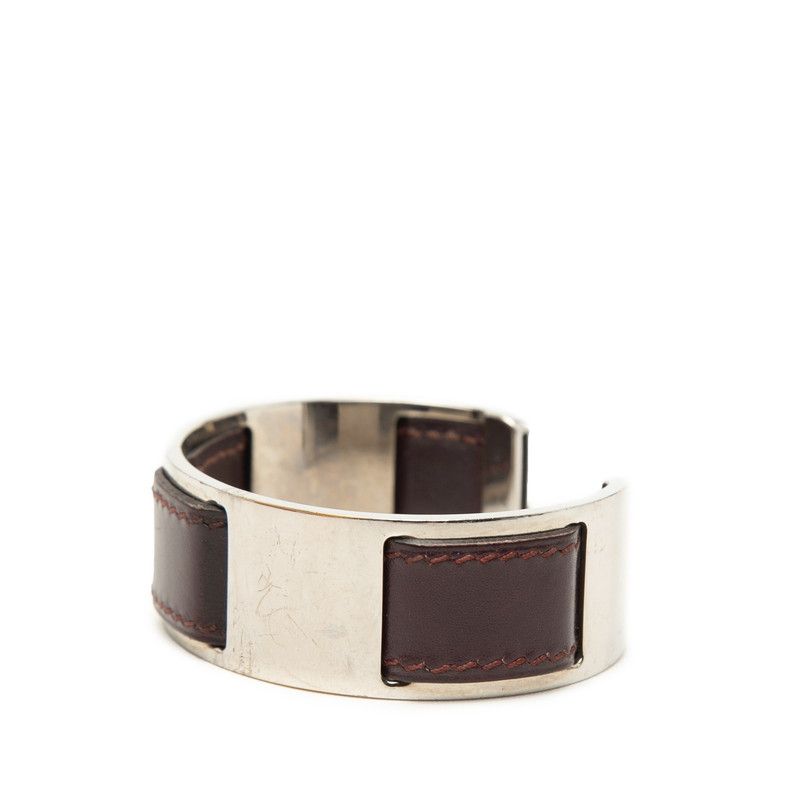 Hermes Bangle Silver Purple Metal Leather 1- Bracelet — view 2