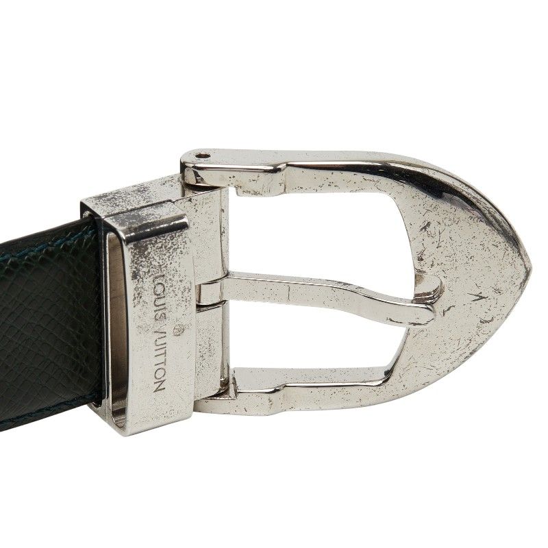 Louis Vuitton Taiga Ceinture Plain Belt Dark Green Silver Leather — view 5