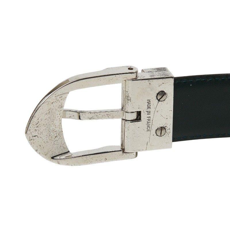 Louis Vuitton Taiga Ceinture Plain Belt Dark Green Silver Leather — view 6