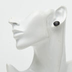 Chanel CC Logo Round Stud Earrings 05 Black Plastic Rhinestone — view 6