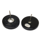 Chanel CC Logo Round Stud Earrings 05 Black Plastic Rhinestone — view 4
