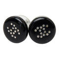 Chanel CC Logo Round Stud Earrings 05 Black Plastic Rhinestone