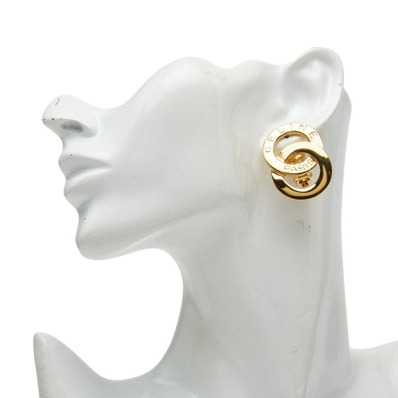 Celine Double Circle Earrings Gold Plated — view 5