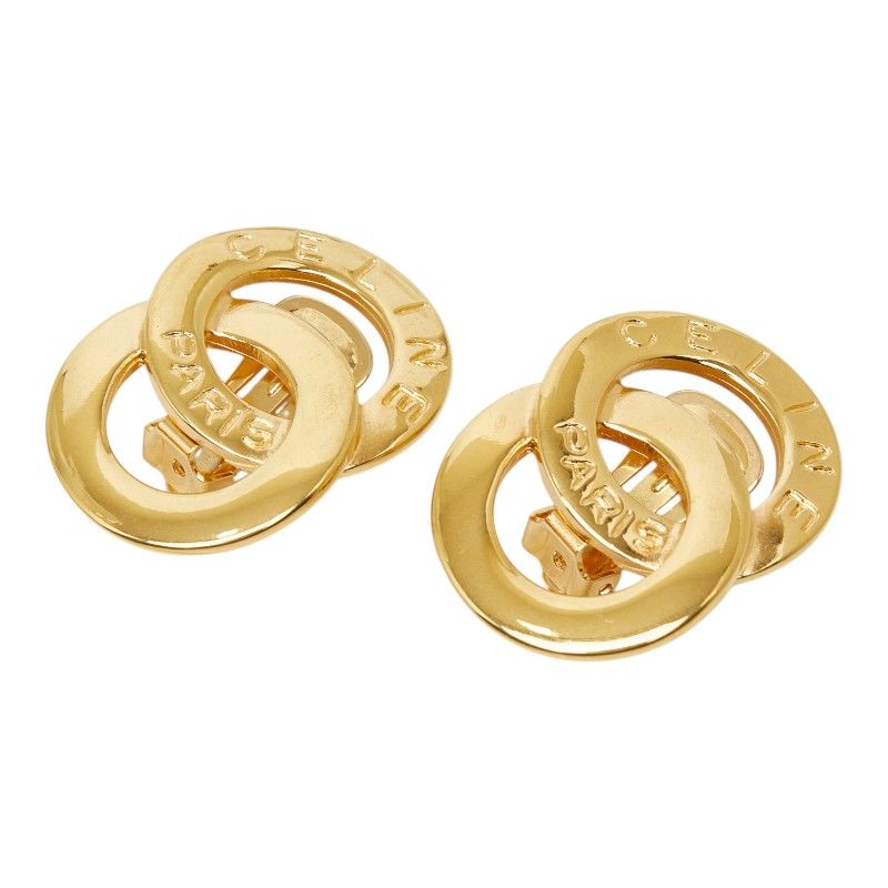 Celine Double Circle Earrings Gold Plated — view 2