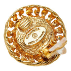 Chanel Gripoix Vintage Round Earrings Gold Red Plated Glass — view 4