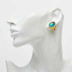 Chanel CC Logo Gripoix Vintage Round Earrings Gold Plated Glass — view 5
