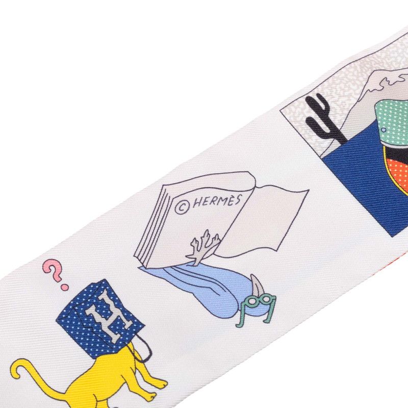Hermes Twilly Come on Get Out Your Colored Pencils! Carre Libre Scarf White — view 2