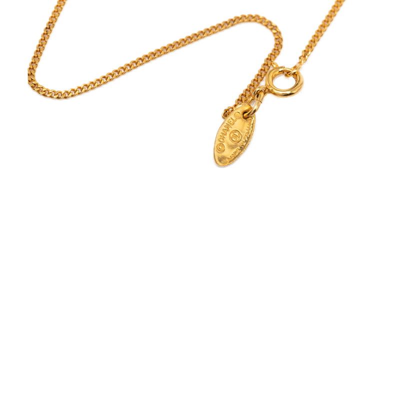 Chanel Vintage Circle Logo Necklace Gold Plated Faux Pearl — view 5
