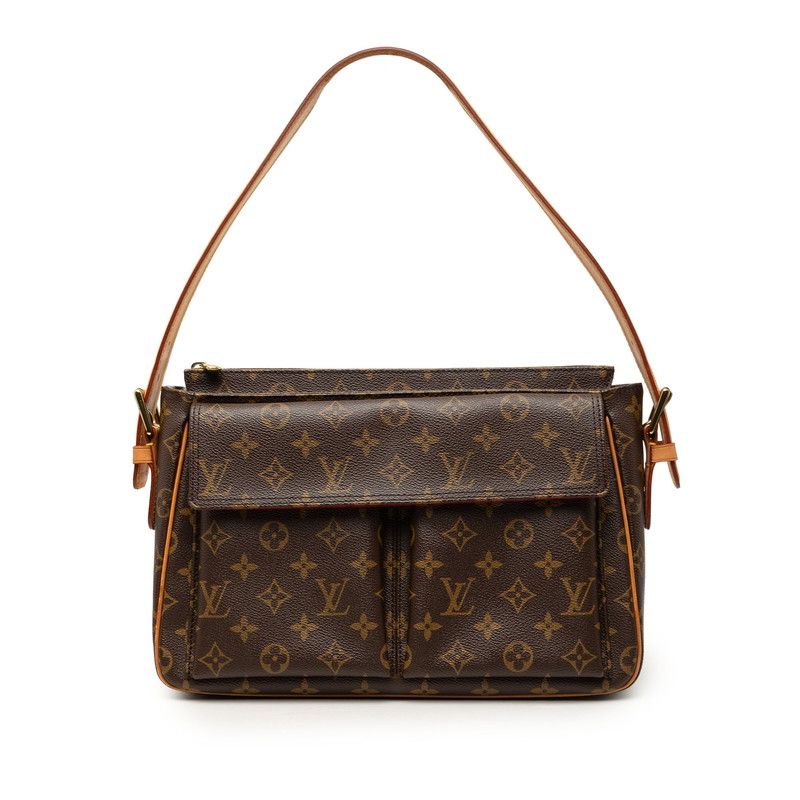 Louis Vuitton Monogram Viva Cite GM Shoulder Bag Brown Leather