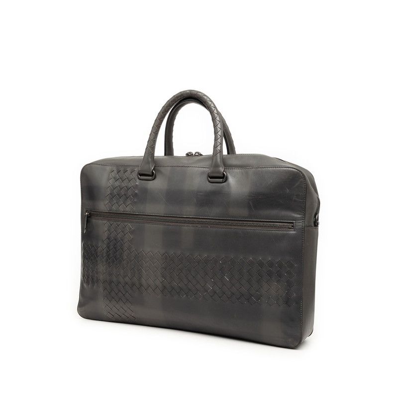 Bottega Veneta Intrecciato Business Briefcase Shoulder Bag 2-Way Gray Leather — view 2