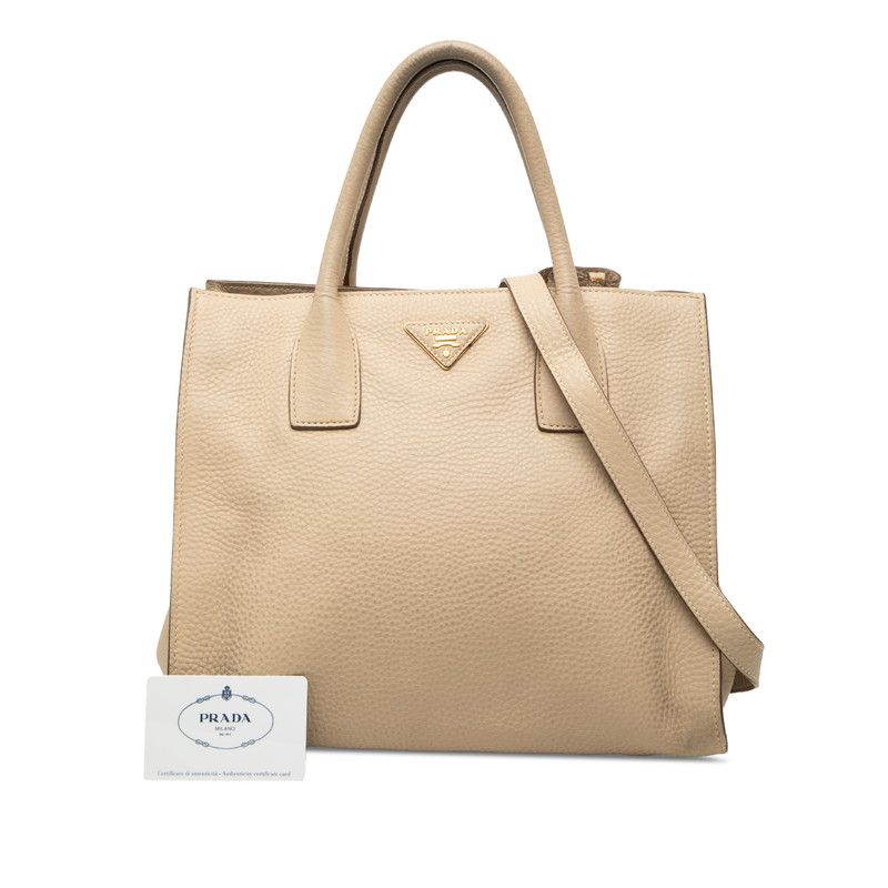 Prada 2-Way Shoulder Bag Beige Leather — view 8
