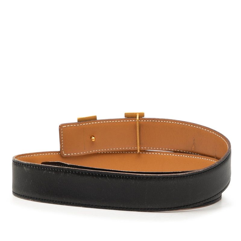 Hermes Constance Belt Reversible 70 Black Beige Box Calf — view 3