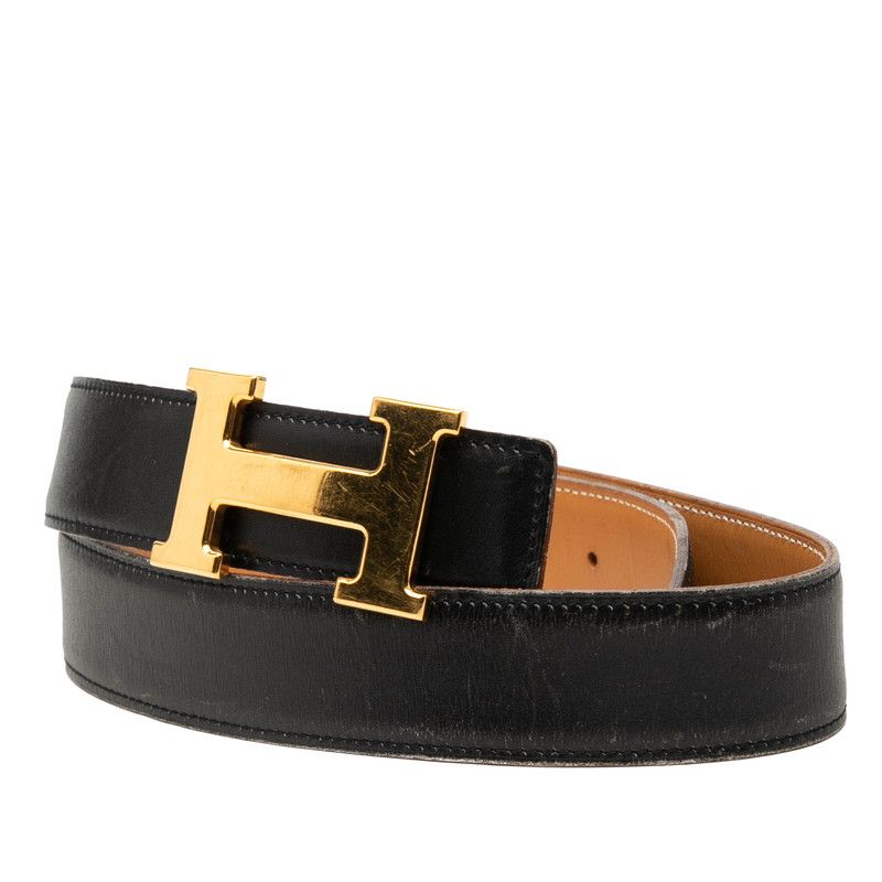 Hermes Constance Belt Reversible 70 Black Beige Box Calf — view 2