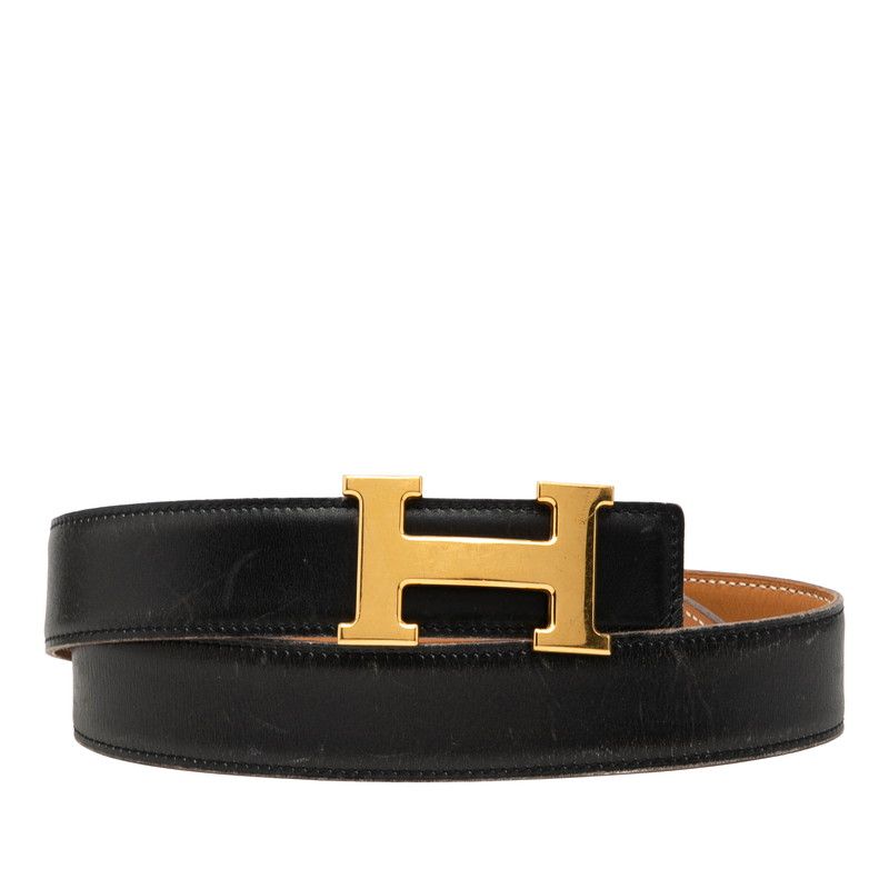 Hermes Constance Belt Reversible 70 Black Beige Box Calf