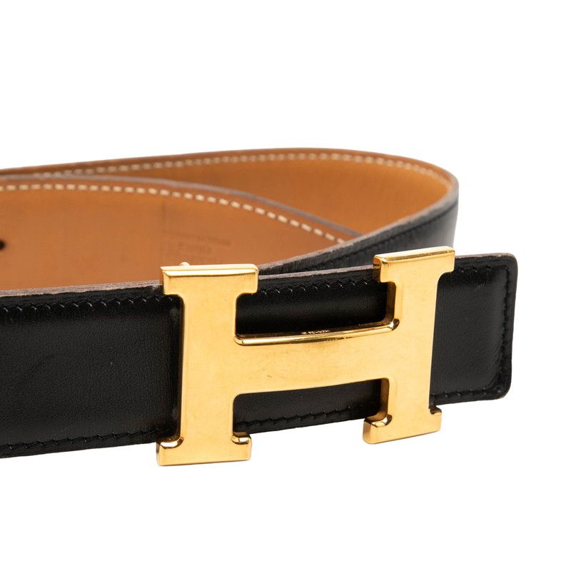 Hermes Constance Belt Reversible 70 Black Beige Box Calf — view 4