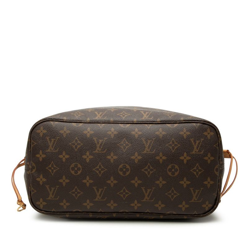 Louis Vuitton Monogram Neverfull MM Shoulder Bag Tote Brown Leather — view 3
