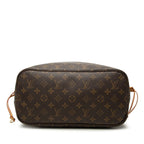 Louis Vuitton Monogram Neverfull MM Shoulder Bag Tote Brown Leather — view 3
