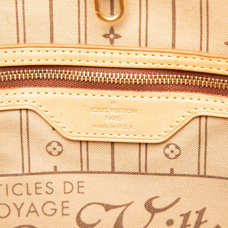 Louis Vuitton Monogram Neverfull MM Shoulder Bag Tote Brown Leather — view 5