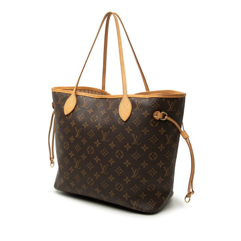 Louis Vuitton Monogram Neverfull MM Shoulder Bag Tote Brown Leather — view 2