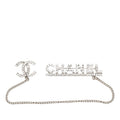 Chanel CC Logo Brooch Silver Metal Rhinestone