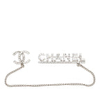 Chanel CC Logo Brooch Silver Metal Rhinestone