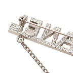 Chanel CC Logo Brooch Silver Metal Rhinestone — view 3