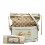 Gucci GG Canvas Horsebit Shoulder Bag Beige White — view 7
