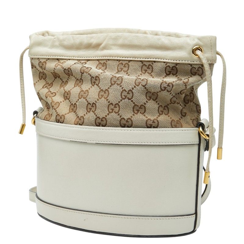 Gucci GG Canvas Horsebit Shoulder Bag Beige White — view 2