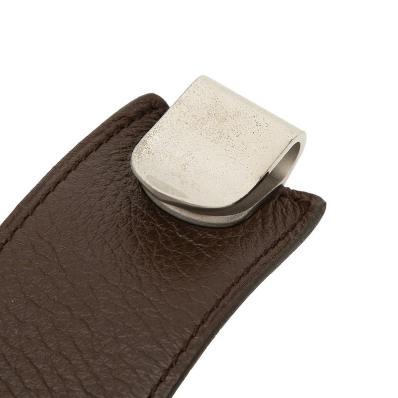 Hermes 85 Brown Silver Leather 1- Belt — view 5
