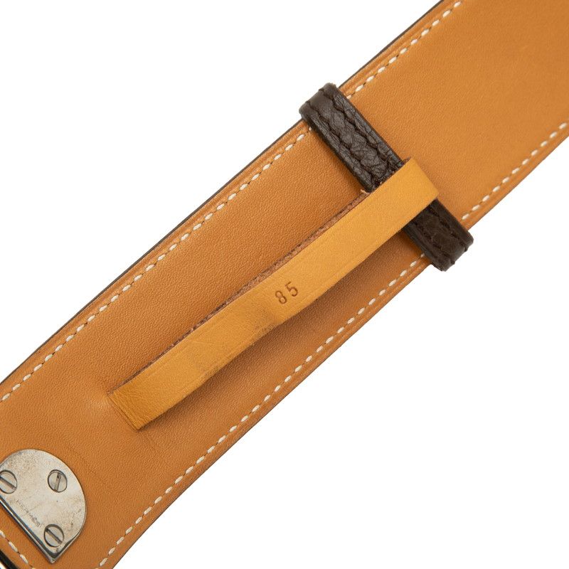 Hermes 85 Brown Silver Leather 1- Belt — view 9