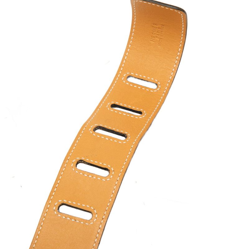 Hermes 85 Brown Silver Leather 1- Belt — view 7